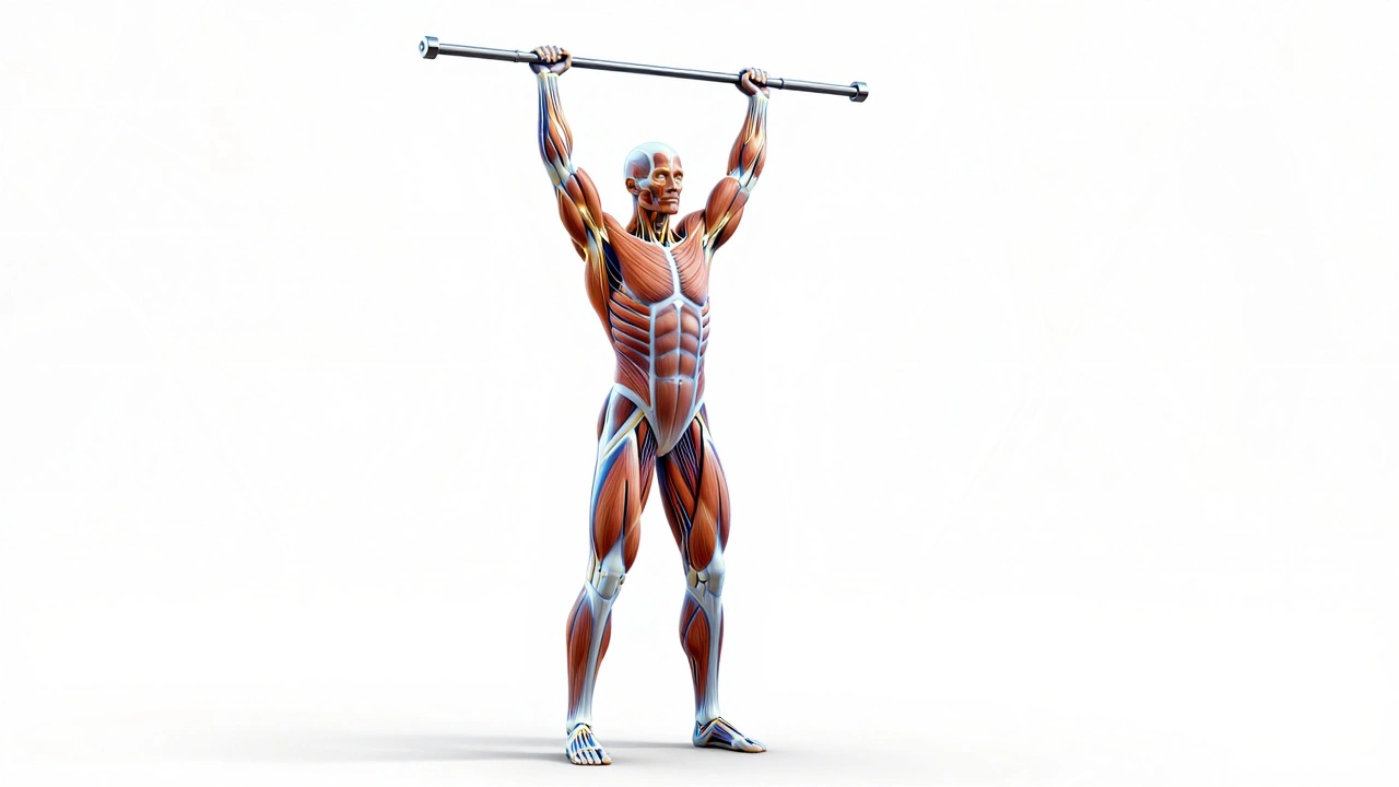 Abstract figure showing muscle engagement during press