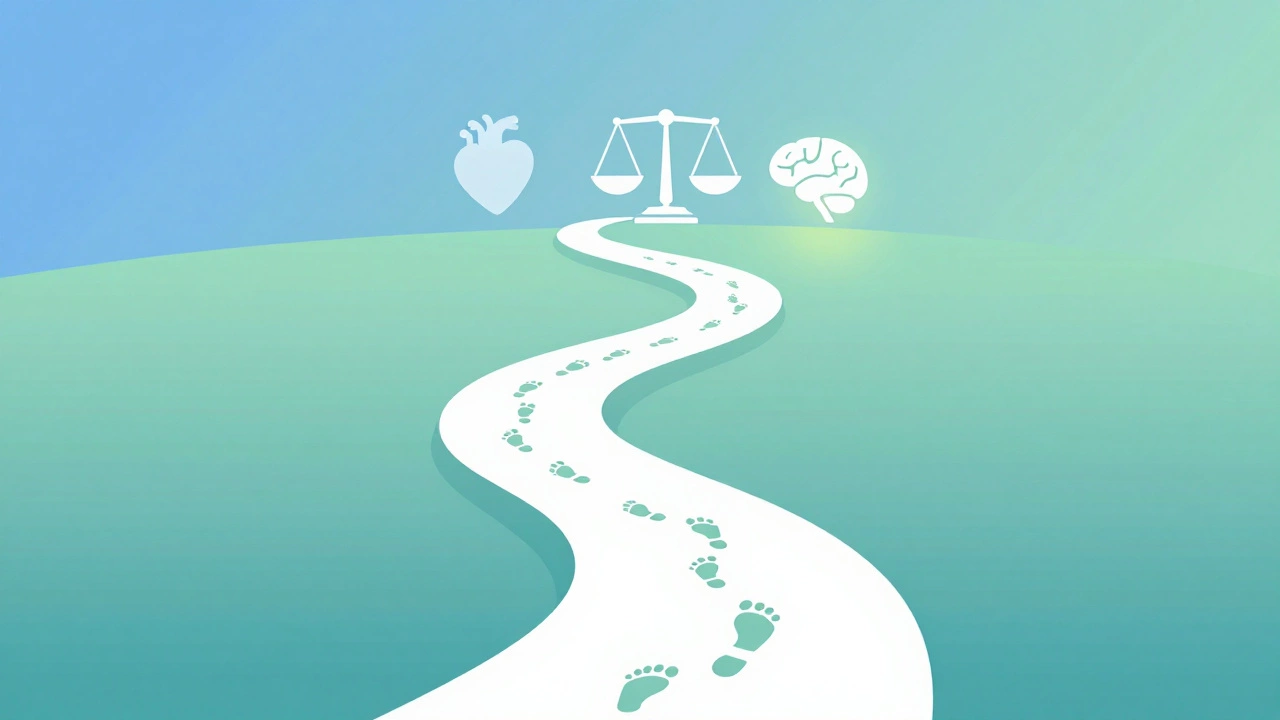 Illustration of a path with footprints showing fitness progress