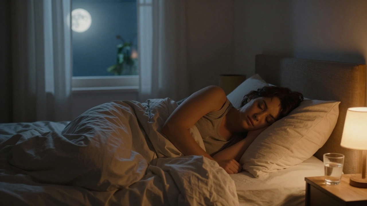 Person sleeping peacefully in a dark room to manage stress and hormones