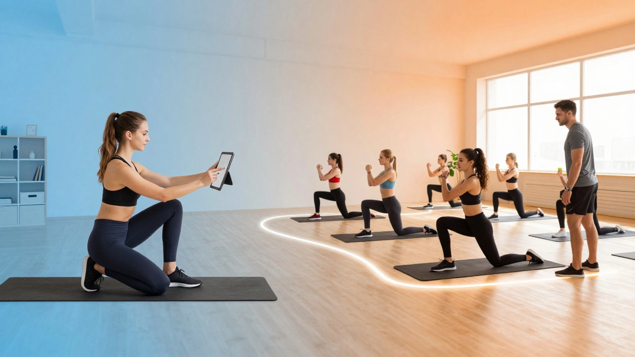 Hybrid fitness: home workout and group class
