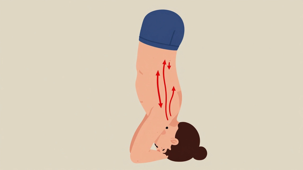 Illustration showing pressure risks of yoga inversions on head