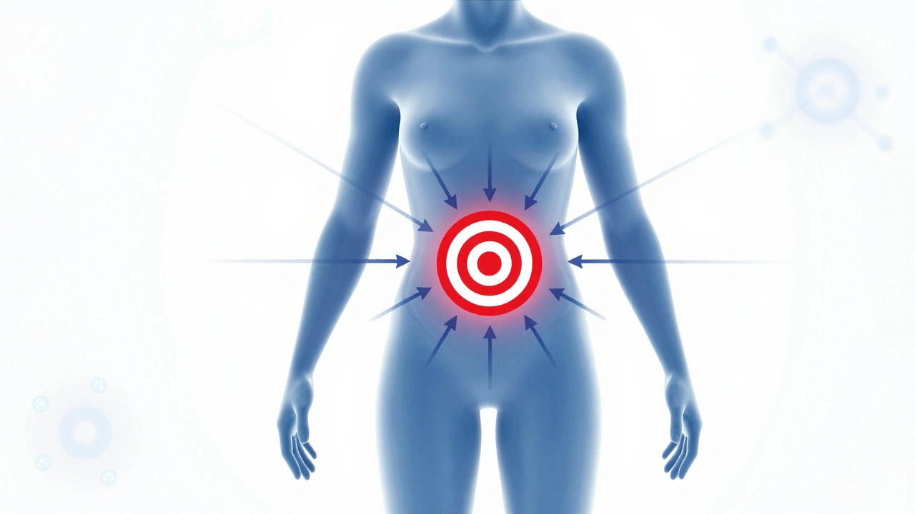 Abstract illustration showing fat loss spreading across the whole body