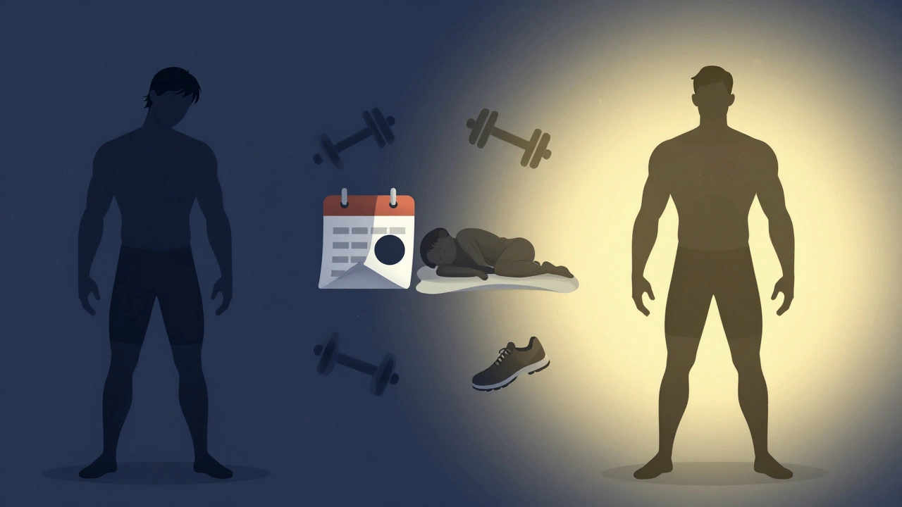 Illustration of fitness journey showing rest and strength