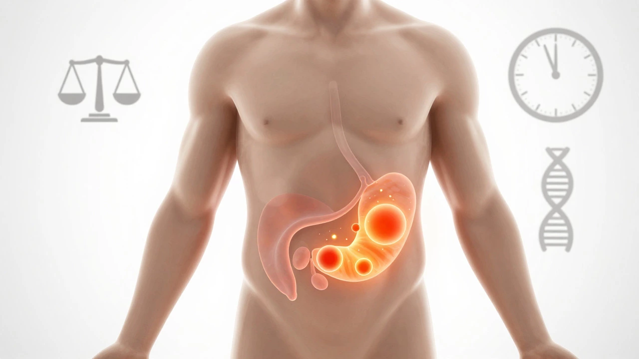 Illustration of visceral fat shrinking inside a human torso silhouette