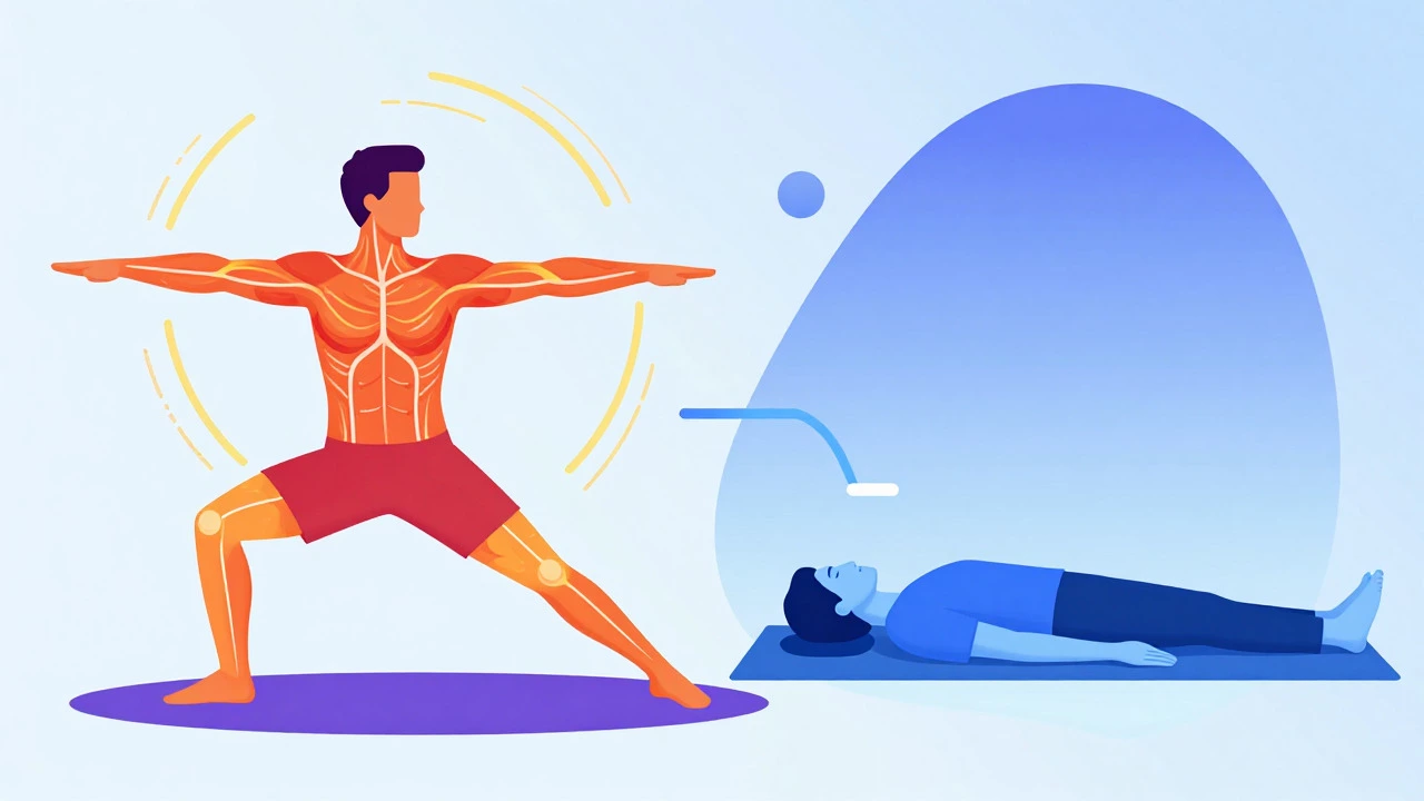 Illustration showing yoga pose and rest for recovery