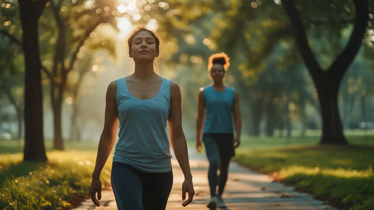 Athlete performing gentle yoga stretches in a sunny park