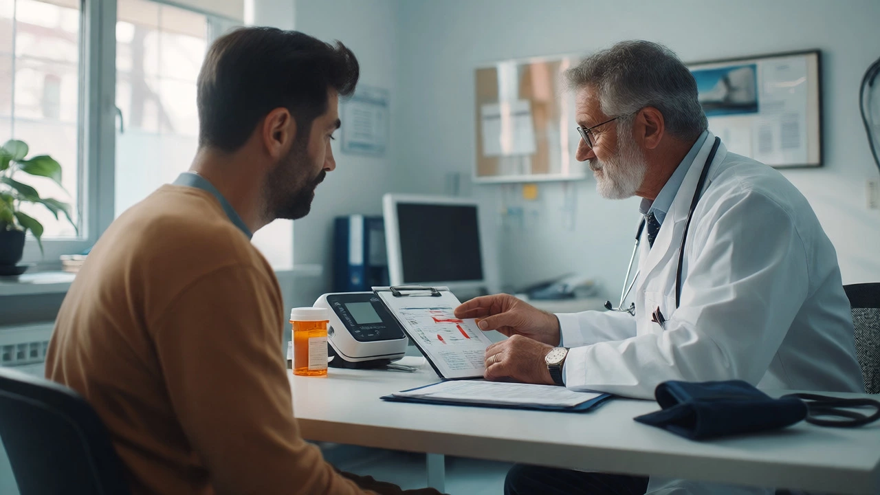 Doctor reviewing health metrics with patient for medical clearance