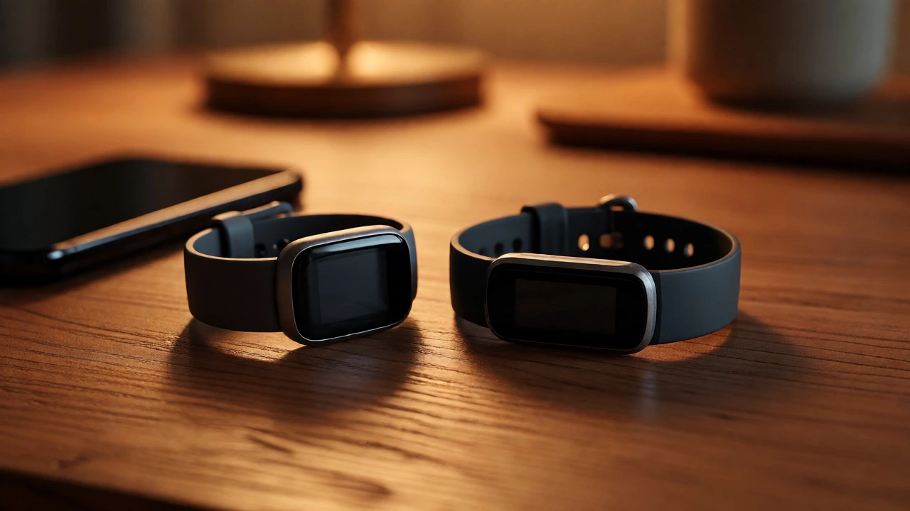 Fitbit Luxe and Inspire 3 watches on a desk, highlighting their limited messaging capabilities.