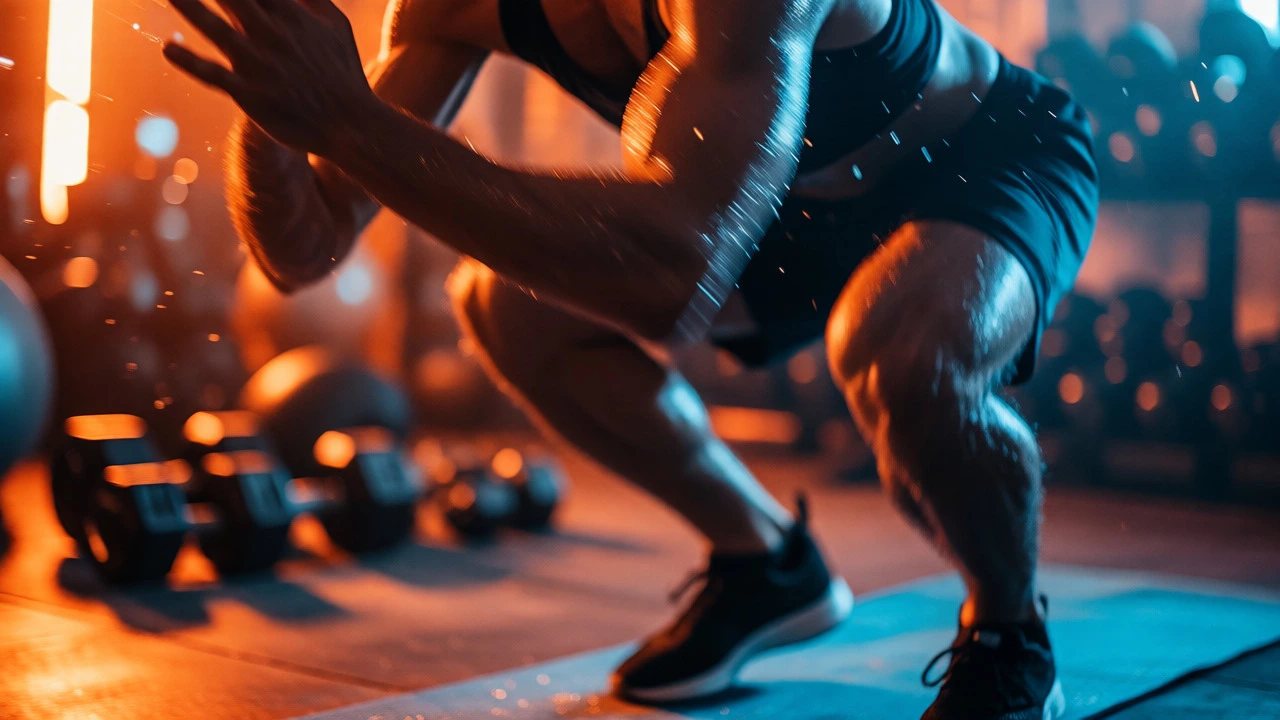 Individual performing an intense HIIT workout at home